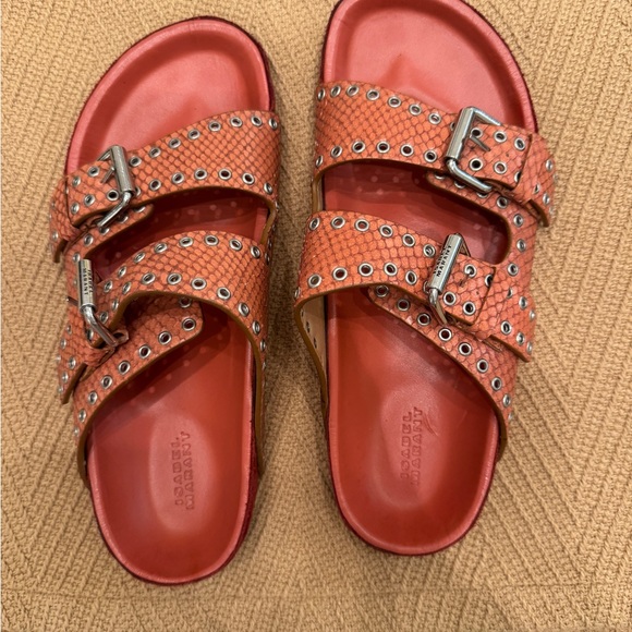 Isabel Marant Shoes - Isabel Marant Red Sandals with Silver Accents size 38
